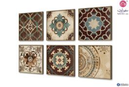 لوحات مودرن 6 قطع بأطار SA7164 ( كل التابلوهات المودرن), مميزة و مختارة, اشكال هندسية و زخارف, تجريدي ازرق - تركواز, بنى - بيج اشكال هندسية و زخارف, دوائر, عتيق - فينتاج, كلاسيك – نيو كلاسيك, لوحات فنية غرفة الاستقبال, غرفة المعيشة, مكاتب – شركات - اعمال بالعرض, ببرواز, برواز خشبى, مربع