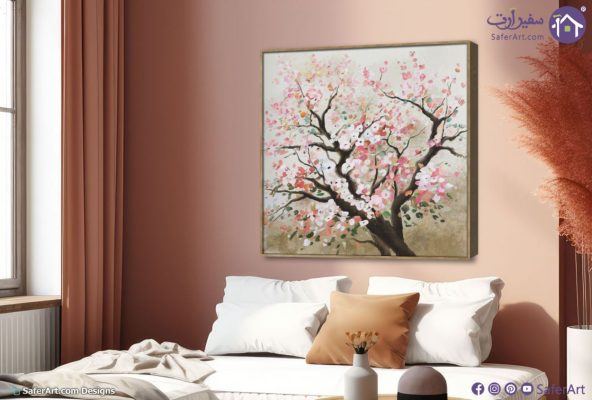 تابلوه مودرن – شجرة زهور وردية SA13266 كل التابلوهات المودرن, ورود - زهور - نباتات بنى - بيج, بينك – فوشيا الوان زيتية - اكريليك, كلاسيك – نيو كلاسيك, لوحات فنية, مودرن غرفة الاستقبال, غرفة المعيشة, غرفة النوم فصل الربيع ببرواز, برواز خشبى, مربع