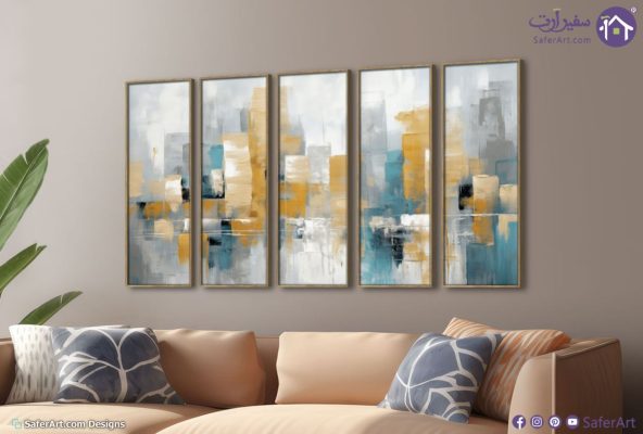 تابلوه مودرن - مباني حديثة SA15107 كل التابلوهات المودرن, تجريدي اببيض - اوف وايت, ازرق - تركواز, اسود الوان زيتية - اكريليك, لوحات فنية, مودرن غرفة شباب, مدخل المنزل, مكاتب – شركات - اعمال بالعرض, ببرواز, برواز خشبى, مستطيل