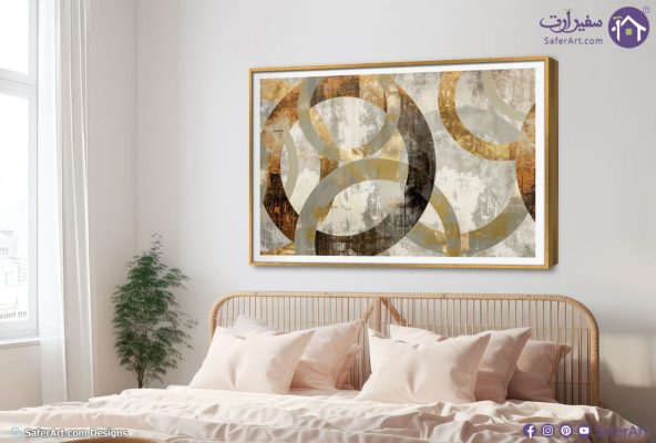 تابلوه مودن-اشكال هندسيه SA15031 كل التابلوهات المودرن, اشكال هندسية و زخارف بنى - بيج, رمادى, فضى – ذهبى اشكال هندسية و زخارف, دوائر, لوحات فنية, مودرن غرفة الاستقبال, غرفة المعيشة, مدخل المنزل, مكاتب – شركات - اعمال بالعرض, ببرواز, برواز SF9, برواز ذهبى, مستطيل
