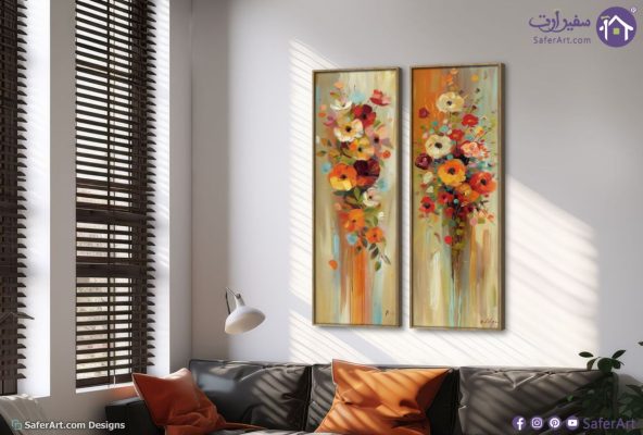 تابلوه زهور وورود SA16229 كل التابلوهات المودرن, ورود - زهور - نباتات اخضر - زيتى, اصفر, برتقالى, متعدد الالوان الوان زيتية - اكريليك, عتيق - فينتاج, لوحات فنية, مودرن غرفة الاستقبال, غرفة المعيشة, غرفة النوم, مدخل المنزل بالطول, ببرواز, برواز خشبى, مستطيل