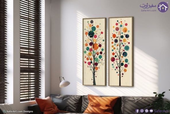 تابلوه شجرة ملونة SA16224 كل التابلوهات المودرن, اشجار, اشكال هندسية و زخارف, مناظر طبيعية متعدد الالوان اشكال هندسية و زخارف, الوان زيتية - اكريليك, تماثل - سيميترى, دوائر, لوحات فنية, مودرن غرفة الاستقبال, غرفة المعيشة, مدخل المنزل, مكاتب – شركات - اعمال بالطول, ببرواز, برواز خشبى, مستطيل