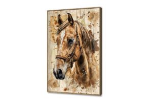 تابلوه حصان بنى SA16545 كل التابلوهات المودرن, احصنه, حيوانات و طيور بنى - بيج الوان مائية, عتيق - فينتاج, كلاسيك – نيو كلاسيك غرفة الاستقبال, غرفة المعيشة, غرفة شباب, مدخل المنزل  بالطول, ببرواز, برواز خشبى, مستطيل