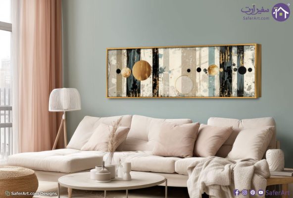 لوحه هندسيه دوائر SA16293 كل التابلوهات المودرن, اشكال هندسية و زخارف اخضر - زيتى, بنى - بيج, فضى – ذهبى اشكال هندسية و زخارف, الوان زيتية - اكريليك, دوائر, لوحات فنية غرفة الاستقبال, مدخل المنزل, مكاتب – شركات - اعمال بالعرض, ببرواز, برواز ذهبى, مستطيل