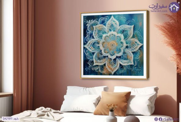 تابلوه مودرن تصميمات هندسيه زرقاء SA21911 كل التابلوهات المودرن, اشكال هندسية و زخارف اببيض - اوف وايت, ازرق - تركواز, برتقالى اشكال هندسية و زخارف, ديجيتال آرت, لوحات فنية غرفة الاستقبال, مدخل المنزل, مكاتب – شركات - اعمال ببرواز, برواز SF9, برواز ذهبى, مربع