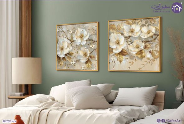 لوحات فنية - ذهبي SA27706 كل التابلوهات المودرن, ورود - زهور - نباتات ابيض - اوف وايت, فضى – ذهبى الوان زيتية - اكريليك, بسيط و هادئ, لوحات فنية, مودرن غرفة الاستقبال, غرفة المعيشة, غرفة النوم, مدخل المنزل, مكاتب – شركات - اعمال فصل الربيع بالعرض, ببرواز, برواز ذهبى, مستطيل