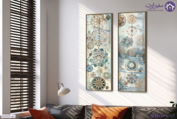 لوحات زخارف مانديلا SA30254 كل التابلوهات المودرن, اشكال هندسية و زخارف ابيض - اوف وايت, ازرق - تركواز, بنى - بيج اشكال هندسية و زخارف, دوائر, ديجيتال آرت, لوحات فنية غرفة الاستقبال, غرفة المعيشة, مدخل المنزل, مكاتب – شركات - اعمال اكريليك, بالطول, ببرواز, برواز خشبى, مستطيل