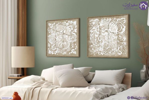لوحات مودرن - نقوش وزخارف SA35222 كل التابلوهات المودرن ابيض - اوف وايت, بنى - بيج اشكال هندسية و زخارف, كلاسيك – نيو كلاسيك, لوحات فنية غرفة الاستقبال, غرفة المعيشة اكريليك, بالعرض, ببرواز, برواز خشبى, مستطيل