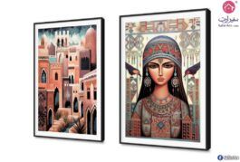 فتاه مصرية و منازل بطابع الفنون الشعبيه SA75587 ( كل التابلوهات المودرن), اماكن اسلامية و عربية, بنات, مميزة و مختارة, اسلامى - ايات قرآنية و خط عربى, شخصيات و وجوه, اماكن و مدن و مباني, مصر احمر - نبيتى, ازرق - تركواز دول البحر المتوسط, لوحات فنية, مودرن غرفة المعيشة, غرفة الاستقبال, غرفة بنات, مكاتب – شركات - اعمال بالعرض, بالطول, ببرواز, برواز SF9, برواز اسود, مستطيل