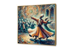 تابلوه مودرن المولوية الصوفية بالوان زاهية SA80254 كل التابلوهات المودرن, المولوية - الصوفية, اسلامى - ايات قرآنية و خط عربى اخضر - زيتى, اصفر, برتقالى الوان زيتية - اكريليك, لوحات فنية, مودرن غرفة المعيشة, مدخل المنزل مربع, ببرواز, برواز ذهبى