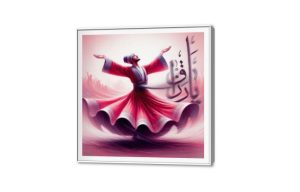 الدرويش الصوفى - يارزاق SA80183 كل التابلوهات المودرن, المولوية - الصوفية, اسلامى - ايات قرآنية و خط عربى بينك – فوشيا ديجيتال آرت, لوحات فنية, مودرن غرفة المعيشة مربع, ببرواز, برواز SF9, برواز ابيض