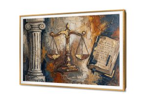 لوحة فنية تجسد ميزان العدل ورمز القانون SA105669 اعمال و شركات, قانون - قضاء - محاماه, مبانى و هندسة معمارية, كل التابلوهات المودرن, اماكن و مدن و مباني ابيض - اوف وايت, ازرق - تركواز, بنى - بيج, فضى – ذهبى كتابات و حروف, كلاسيك – نيو كلاسيك, لوحات فنية, مظهر بارز, مودرن غرفة الاستقبال, مدخل المنزل, مكاتب – شركات - اعمال بالعرض, ببرواز, برواز SF9, برواز ذهبى, مستطيل