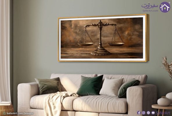 لوحات ديكور راقية لميزان العدالة بتصميم عتيق SA105466 اعمال و شركات, قانون - قضاء - محاماه, كل التابلوهات المودرن الوان داكنة, بنى - بيج, فضى – ذهبى بسيط و هادئ, تماثل - سيميترى, صور فوتوغرافية, عتيق - فينتاج, كلاسيك – نيو كلاسيك, لوحات فنية, مظهر بارز, مودرن غرفة الاستقبال, غرفة المعيشة, مكاتب – شركات - اعمال بالعرض, ببرواز, برواز SF9, برواز ذهبى, مستطيل