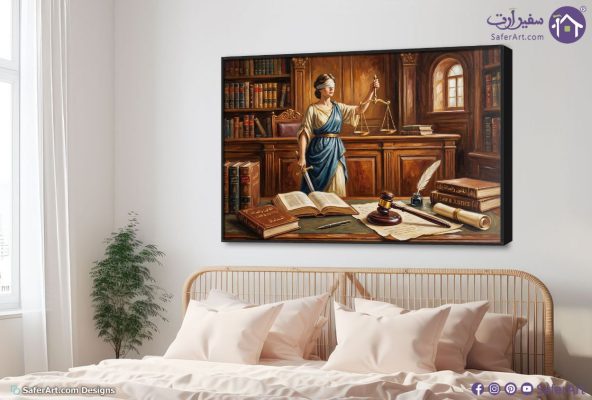 لوحات فنية راقية تجسد ميزان العدالة والقانون SA105696 اعمال و شركات, بنات, قانون - قضاء - محاماه, كل التابلوهات المودرن, شخصيات و وجوه الوان داكنة, بنى - بيج, فضى – ذهبى الوان زيتية - اكريليك, ديجيتال آرت, كلاسيك – نيو كلاسيك, لوحات فنية, مظهر بارز غرفة الاستقبال, غرفة المعيشة, مكاتب – شركات - اعمال بالعرض, ببرواز, برواز اسود, مستطيل